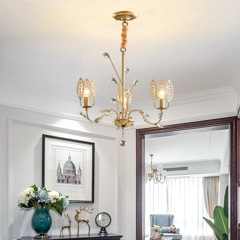 Современная светодиодная люстра с золотым гальваническим листом Lustre K9 Cristal