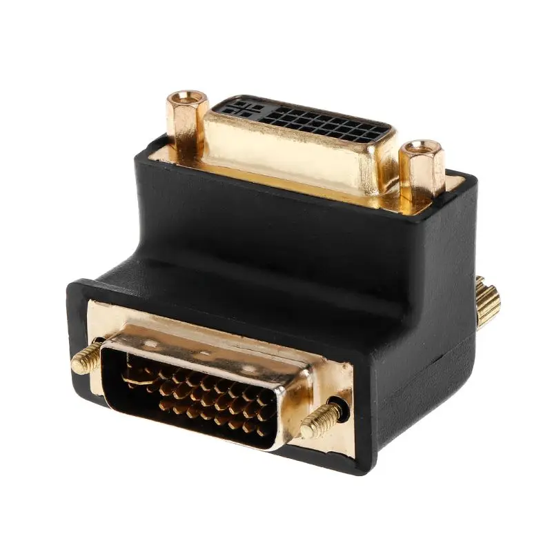 

90 Degree Right Angled DVI 24+5 D DVI-D Digital Dual Link Male To Female Extension Adapter for HDTV LCD Monitor Drop Shipping