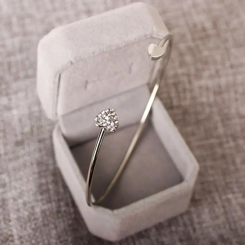 Металлических Браслетов в форме сердца сплав открытие линии стиль модные браслеты для горячей продажи горный хрусталь женские ювелирные изделия