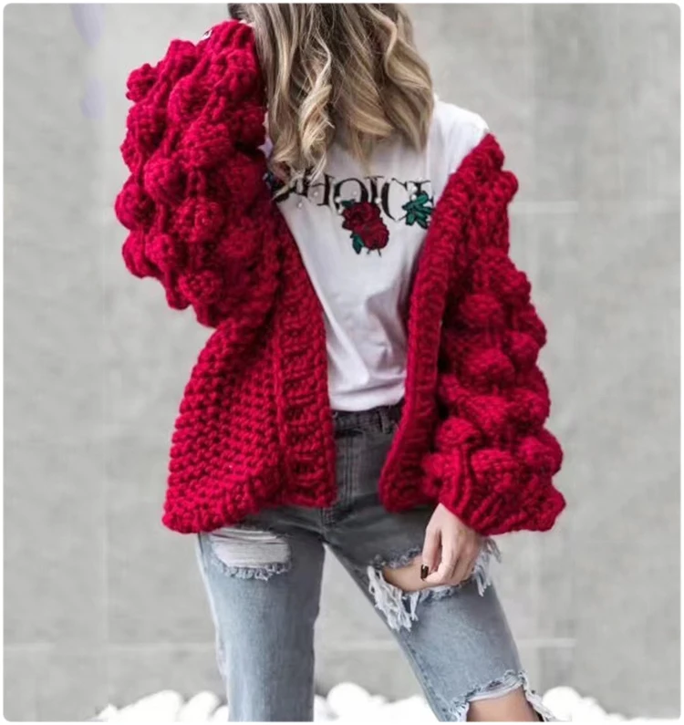High End шикарный длинный женский кардиган с рукавами, однотонный розовый, черный, красный свитер знаменитости негабаритных женщин уличная кардиганы