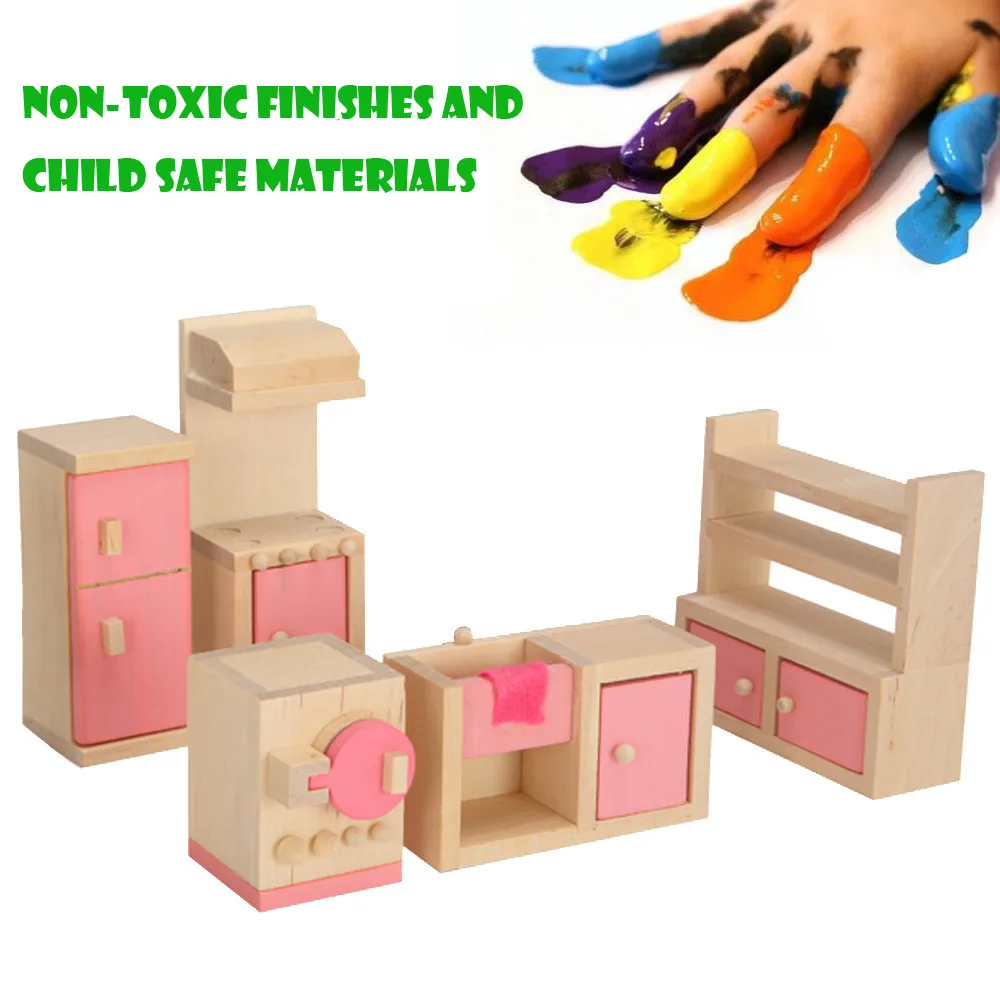 Деревянная нежная забавная Детская ролевая деревянная игрушка набор мебели для