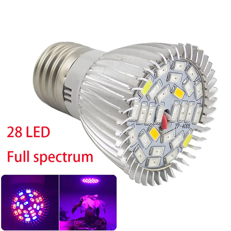 28 LED 36 200 светодиодный светильник для выращивания растений, полный спектр, красный, синий, лампа для выращивания, зажим для лампы для комнатной палатки, семян цветов, овощей, теплицы, гидро - Испускаемый цвет: 28 LED