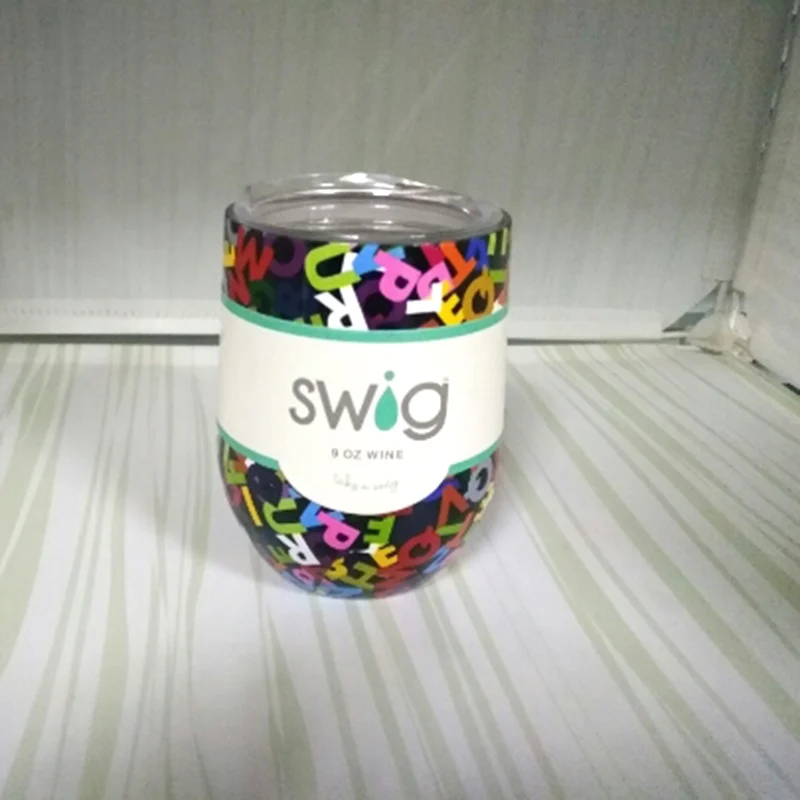 J-9oz Swig Wine Cup Champagne Beer 6oz 9oz Camo With Lids Termos Stemless Flute Stainless Swig Tumbler Thermos Vacuum Flask Insulated - Цвет: J-9oz