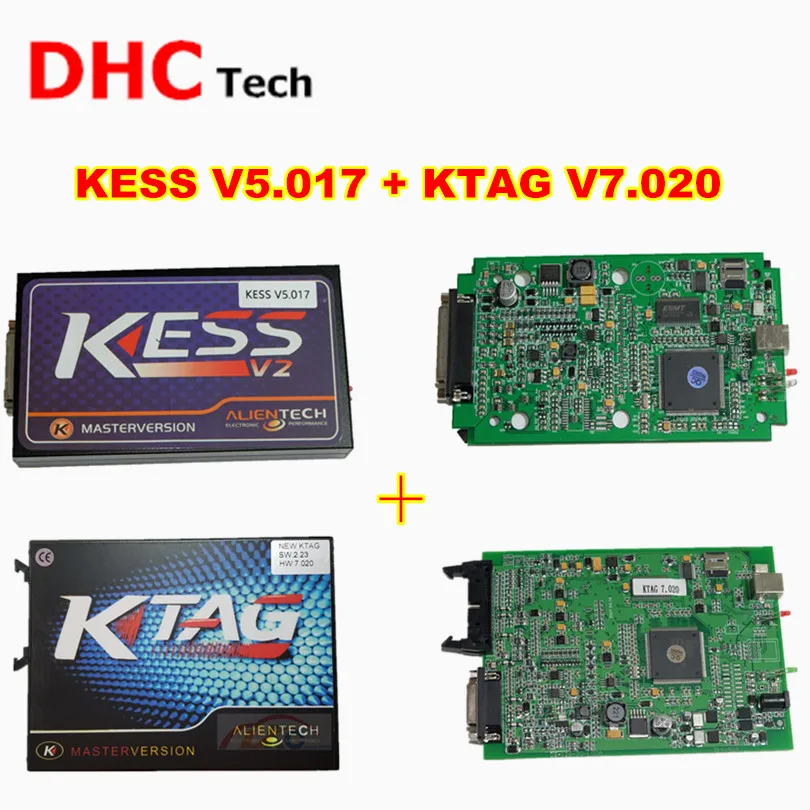 Лучшая цена для зеленой печатной платы Ktag V7.020 v2.23 + Kess V5.017 OBD2 менеджер Тюнинг