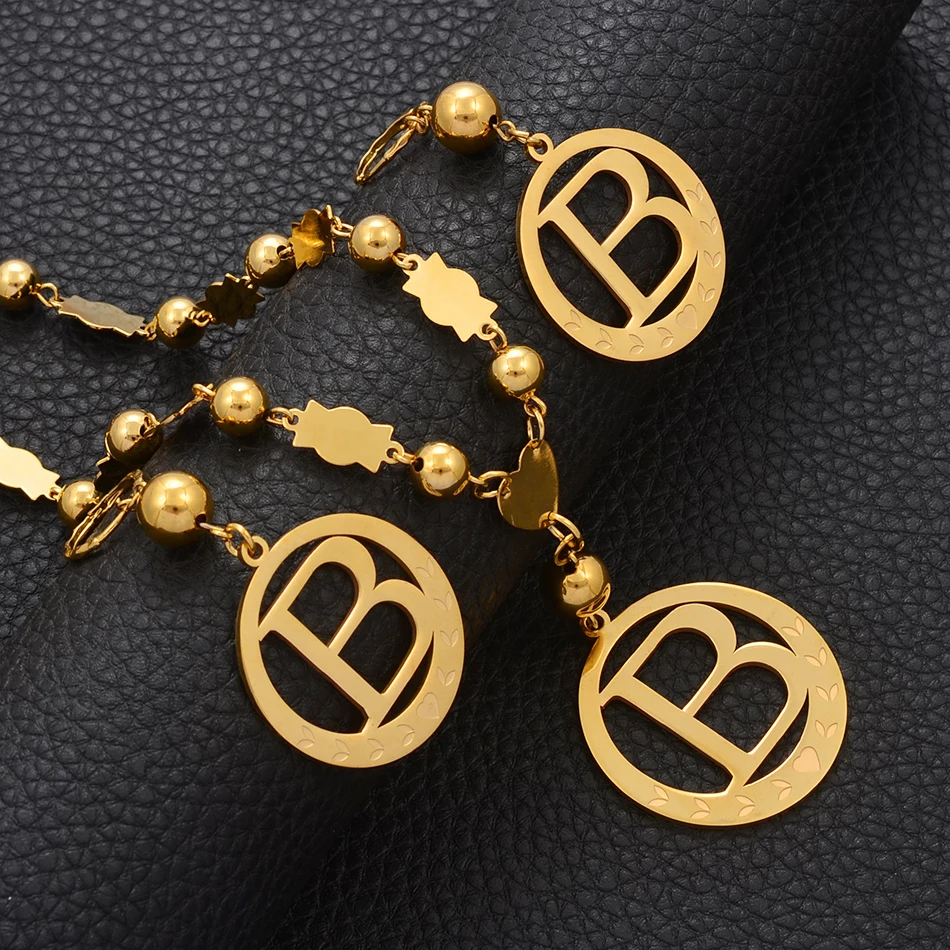 Big Size Letters Set Pendant Necklaces & Spring-Ring Gold Color Micronesia Alphabet English Initial Letter A-Z Jewelry | Украшения и