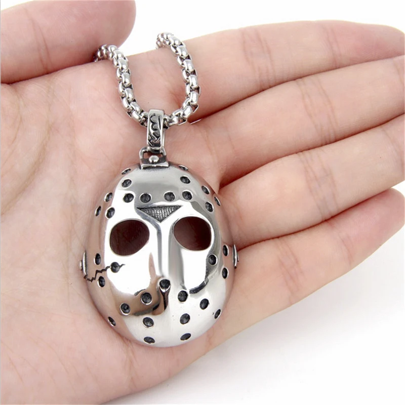 Мужское серебряное ожерелье с подвеской в виде маски Джейсона пятница 13 го цепью