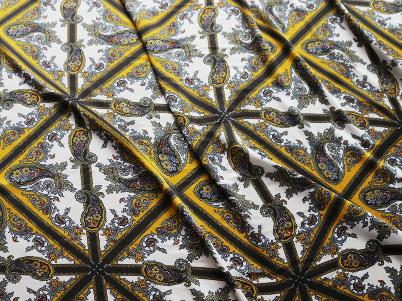 Этно Пейсли ткань креп Атлас шармёз платье шарф материал ПОЛИЭСТЕР