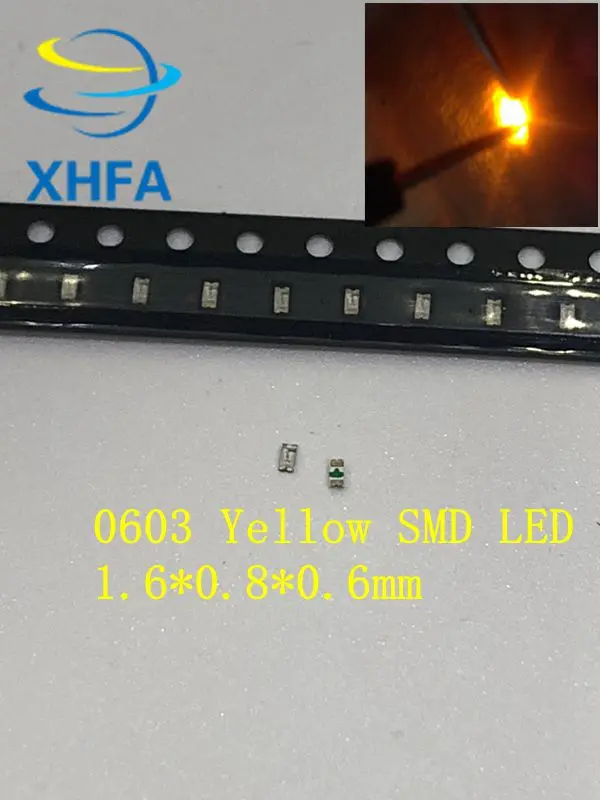 100 шт. 0603 желтый светодиод SMD суперъяркий 2 0 мкд 4 ~ в 1 6 нм 8 диоды * мм светильник вая