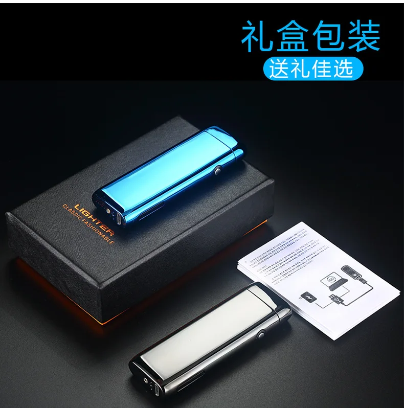 Новая Металлическая ветрозащитная электронная Usb зарядка Зажигалка для сигарет двойная дуга плазменный импульсный персональный светодиодный дисплей