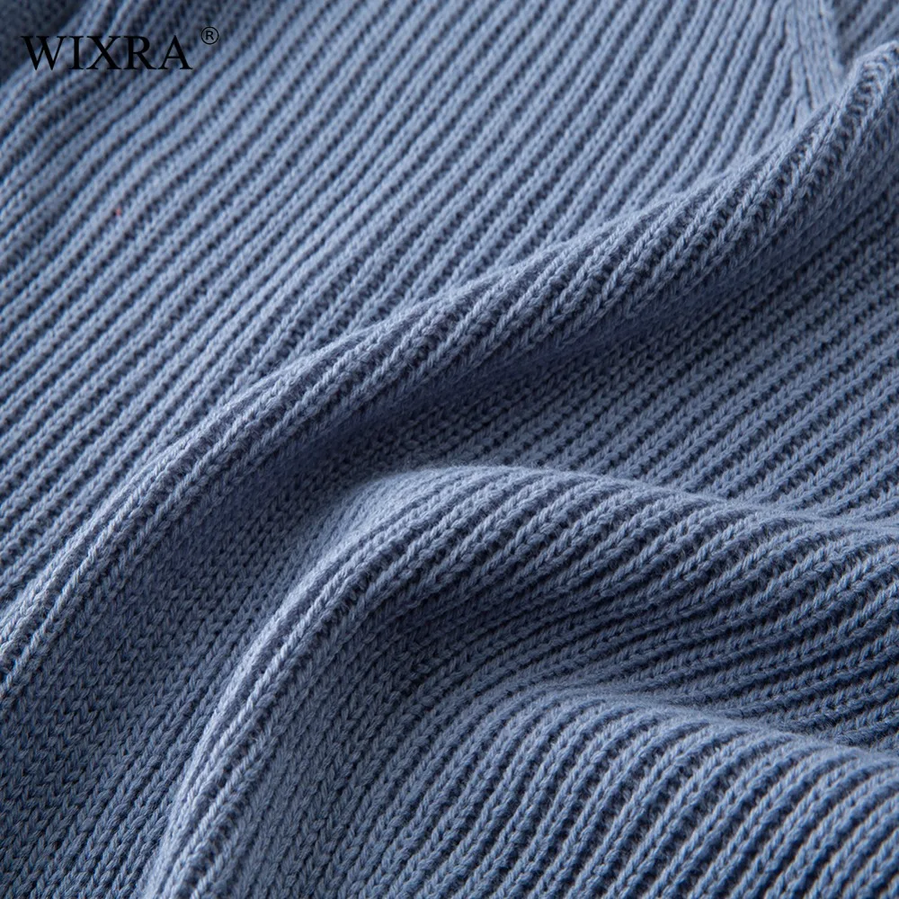 Wixra одноцветное пуловер 2018 Осень Зима Женщины с расклешенными рукавами v-образным