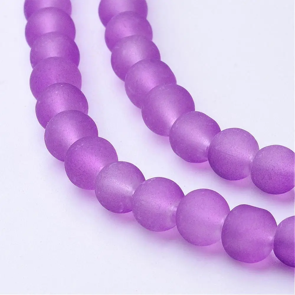 BlueViolet Матовые прозрачные стеклянные бусины 4 6 8 10 мм круглые бусины для ювелирных изделий ожерелья браслеты для изготовления разноцветных отверстий: 1,3~ 1,6 мм; 31,4" - Цвет: BlueViolet