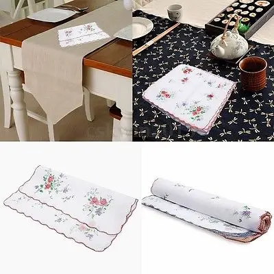 12 шт./компл. в партии Женские винтажные хлопковые квадратные носовые платки