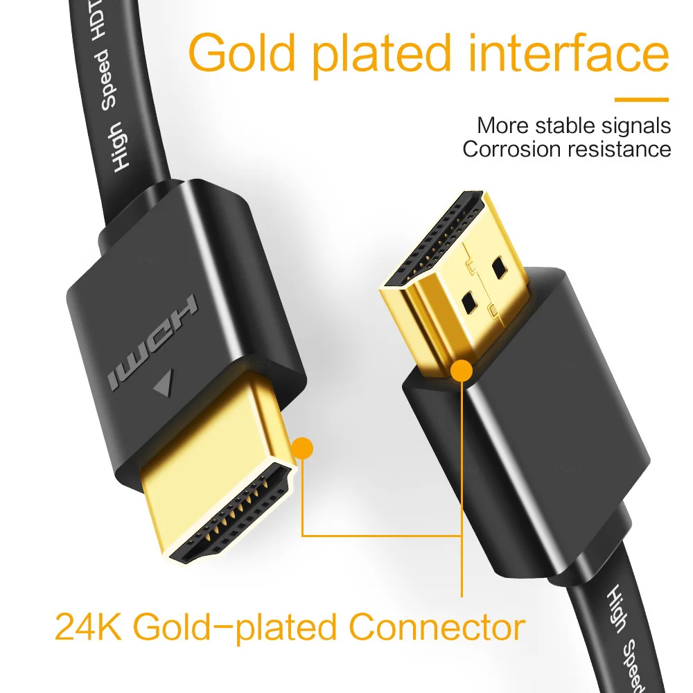 1,4 версия Высокое качество Тонкий hdmi плоский кабель позолоченный штекер Male-Male HDMI кабель 1080p 3D 0,3 м 0,5 м 1 м 1,5 м