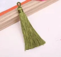 grass green 10 шт./лот, 7 см, шелковые кисточки, бахрома для шитья, шнурок, отделка для ключей, кисточки для рукоделия, серьги, ожерелье, фурнитура, аксессуары, вечерние - Цвет: grass green