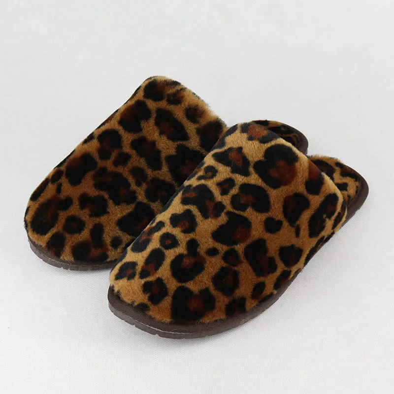 Leopard as pic Тапочки из натуральной овечьей кожи наивысшего качества; модные зимние женские домашние тапочки; теплые шерстяные домашние тапочки; женская повседневная домашняя обувь - Цвет: Leopard as pic