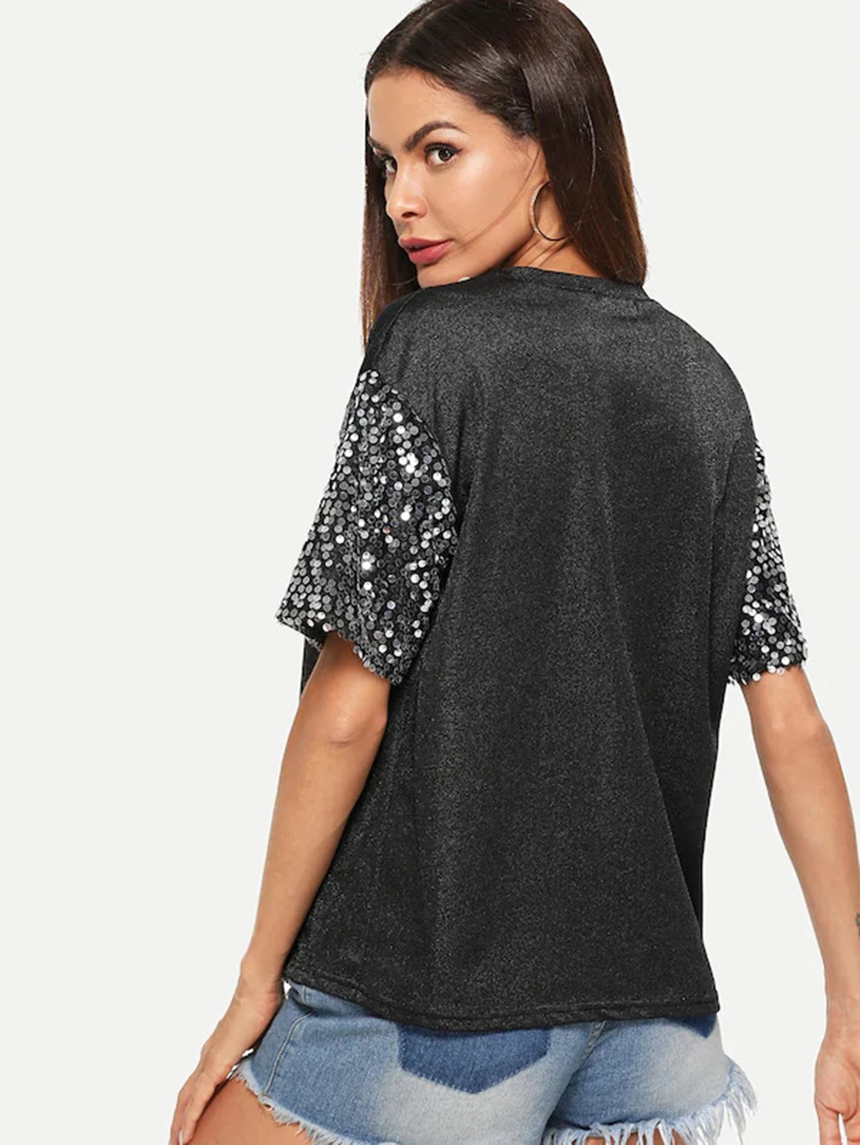 Женская футболка с жемчугом и бусинами летние свободные повседневные топы