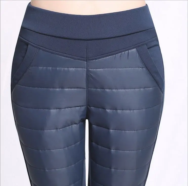 

Plus size 6XL Women Pants Trousers Winter High Waisted Outer Wear female Fashion Slim Warm Thick Duck Down Pants Trousers skinny