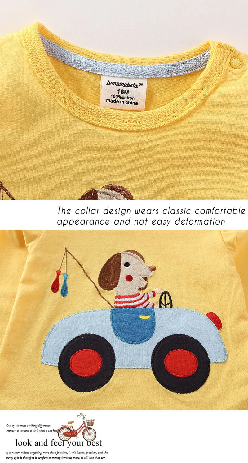 Jumpingbaby/ г. Детская футболка для девочек Одежда для маленьких девочек детская футболка с длинным рукавом Camiseta roupas infantis menina, осенний Топ