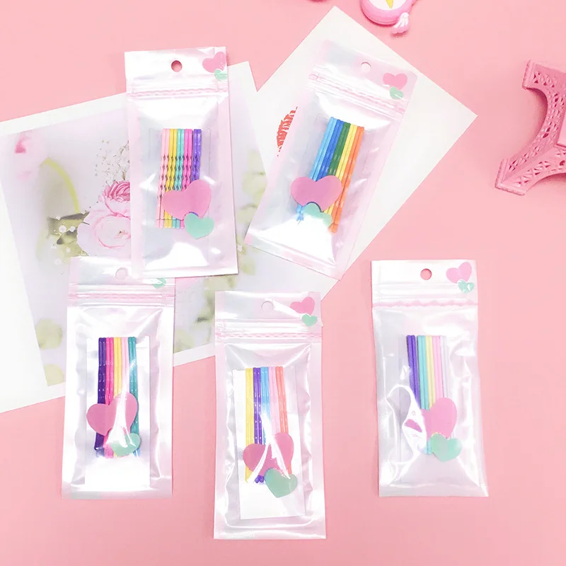 10 шт./лот модные женские однотонные металлические заколки ярких цветов для