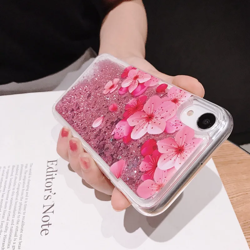 Liquid Quicksand Glitter Case For Samsung galaxy C5 C7 C9 Pro J3 J5 J7 A3 A5 A7 A50 A30 M10 M20 M30 A8 A6 Cover Floral |