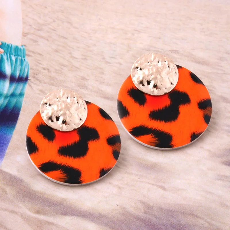 tiger orange NeeFu WoFu точка флуоресцентная кожа серьги с тигром змея медь для женщин Brinco Oorbellen модные ювелирные изделия оптом - Окраска металла: tiger orange