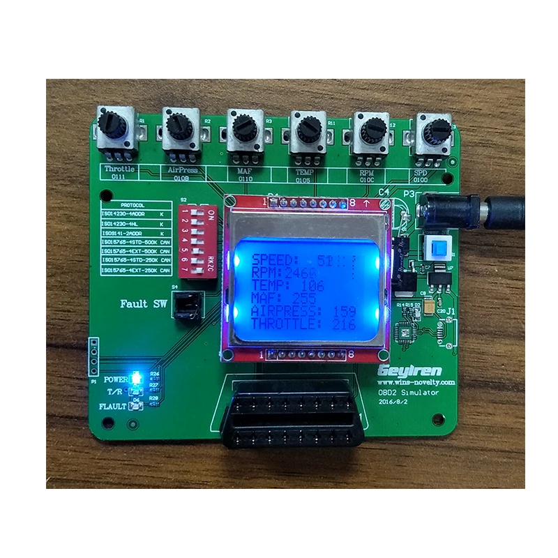 Для проектирования на лобовом дисплее симулятор R & D OBD2 автомобиля сбора данных