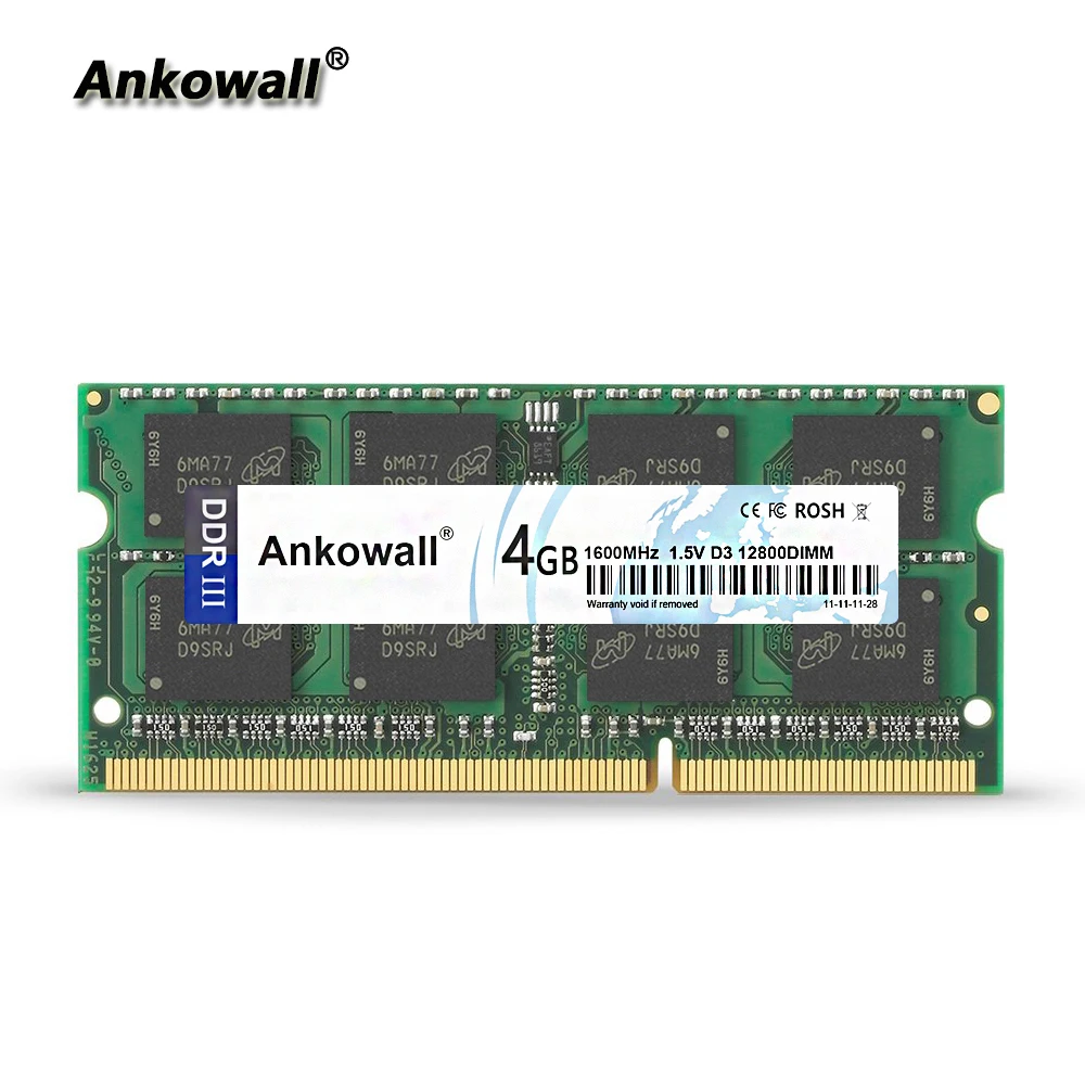 Память Ankowall для ноутбука DDR3 1600 МГц 8 ГБ комплект (2x4 ГБ) 4 Гб ОЗУ SODIMM|Оперативная