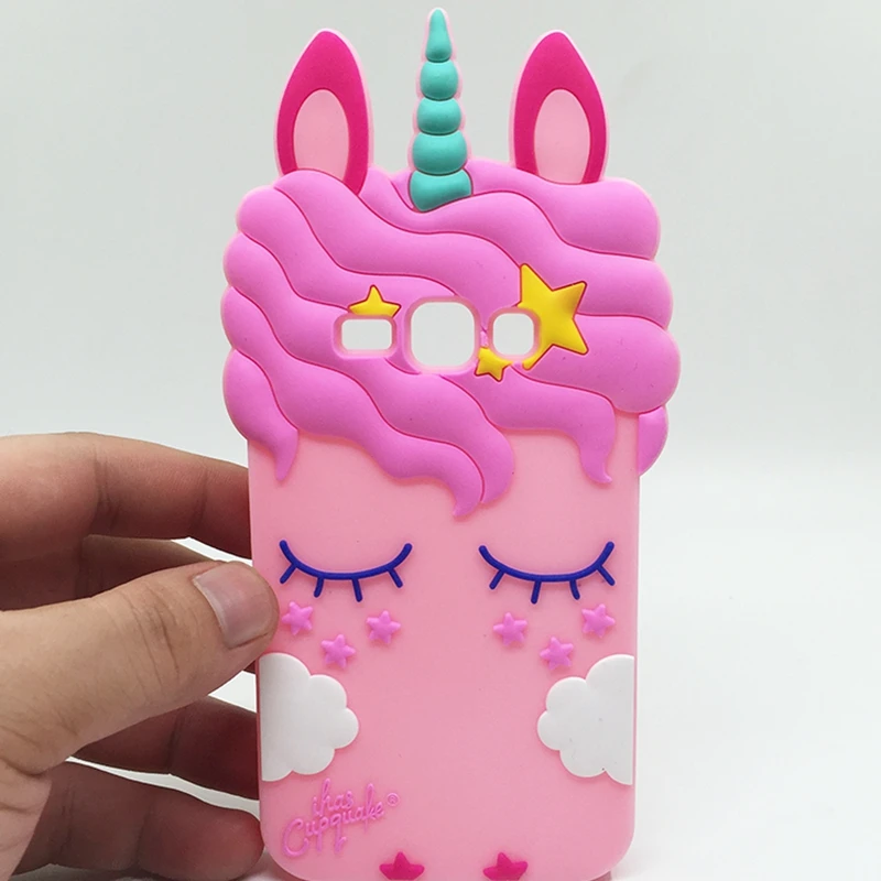 

3D Cute Pink Unicorn Cat Case For Samsung Galaxy J1 2016 J120 J120F Phone Case Soft Silicone Cartoon Cover For Samsung J1 2016