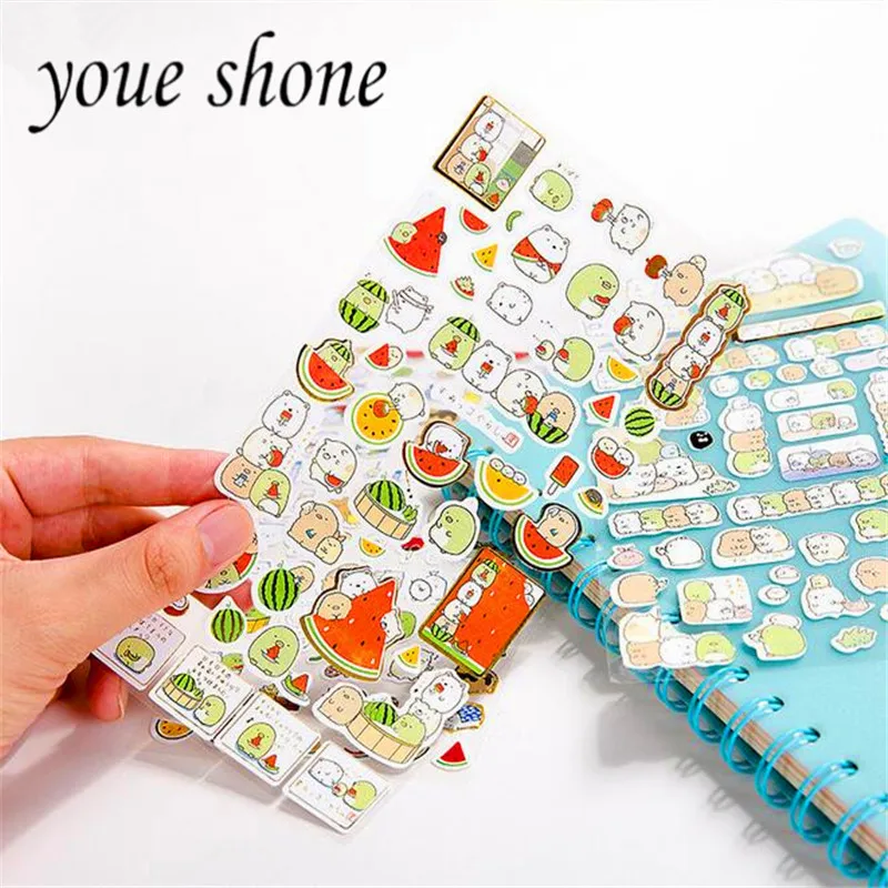 

3Pcs/Lot Animal Watermelon Paper Sticker Stationery Hand Diary Decorative Sticker Korean Stationery For School Youe shone