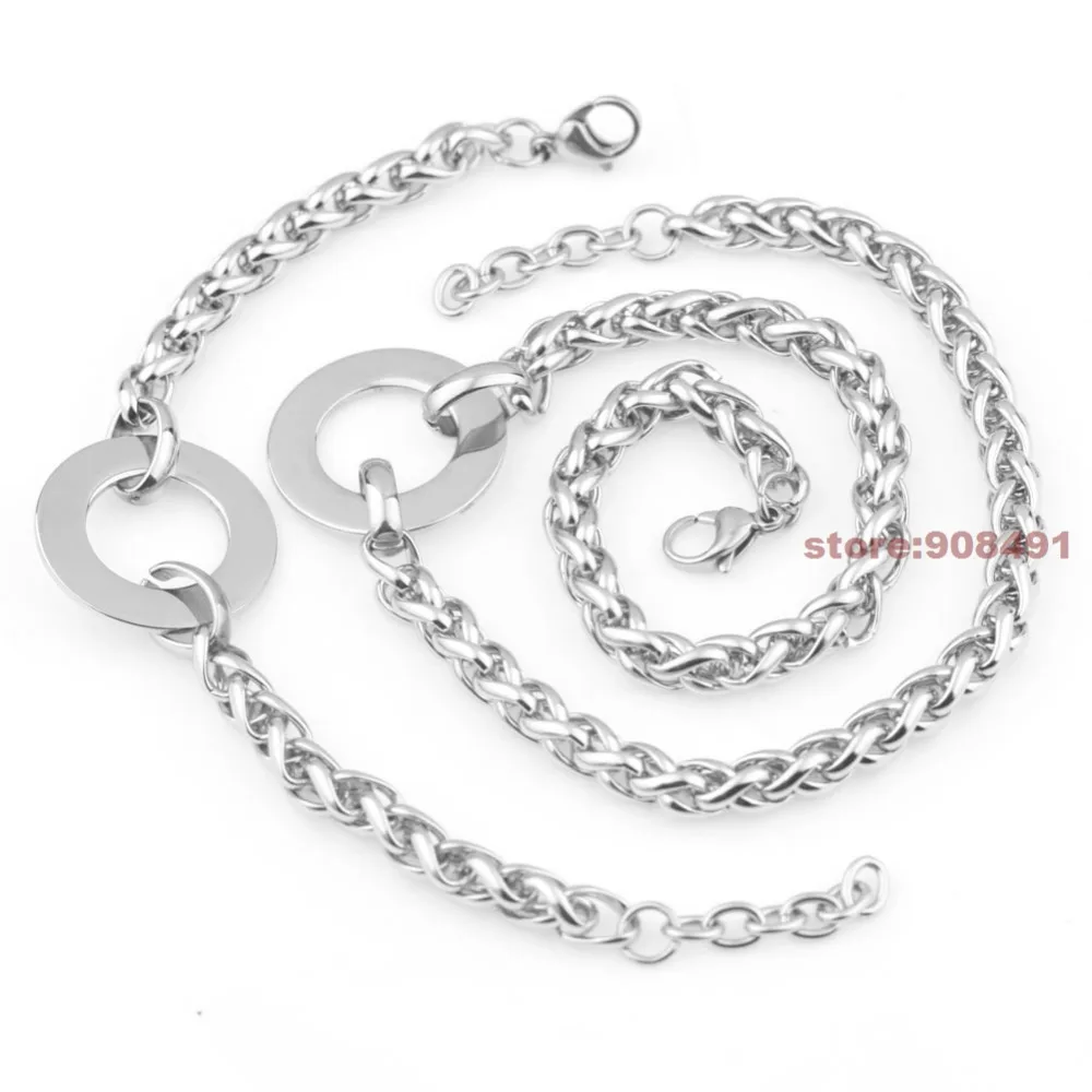 Женские модные украшения подарок серебряная цепь из нержавеющей стали Набор