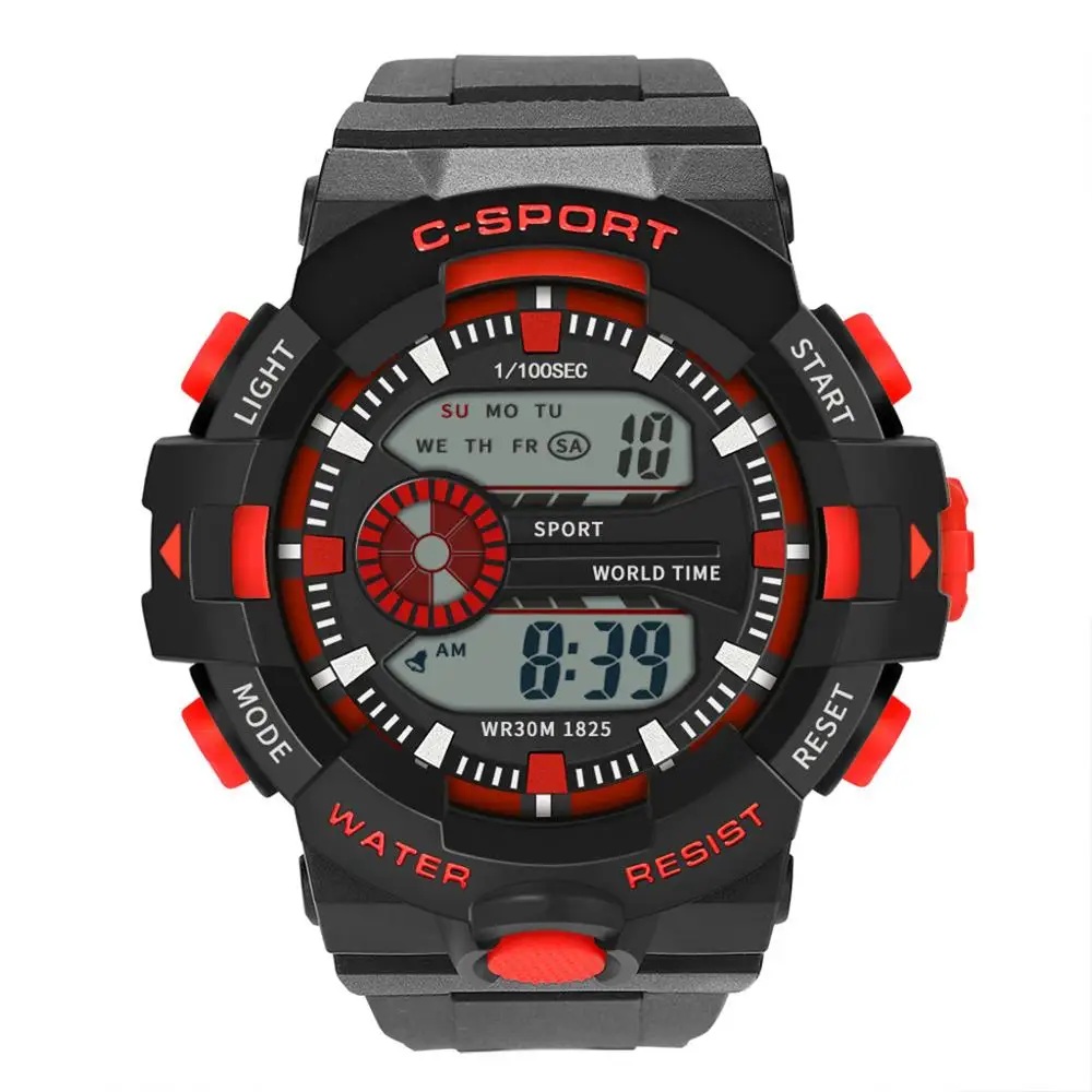 Red Men's Multi Function Military Sports Watch Luxury Men Analog Digital Sport LED Waterproof Wrist Watch Relogio Clock reloj A - Цвет: Red