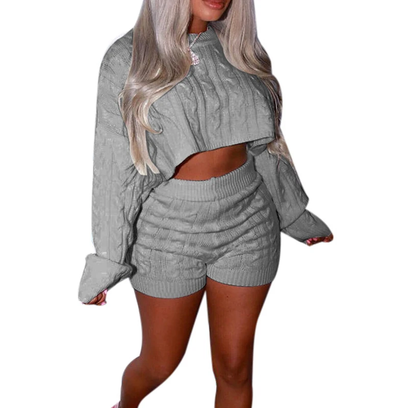 Осень зима 2 из двух частей комплект Для женщин наряды вязаный свитер с длинными