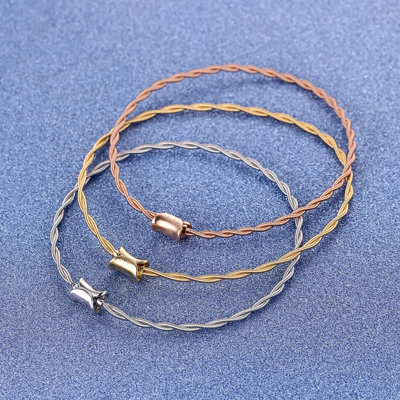 Новый AU750 Желтое золото Белое розовое браслет Модный милый счастливый 3 1g|rose gold