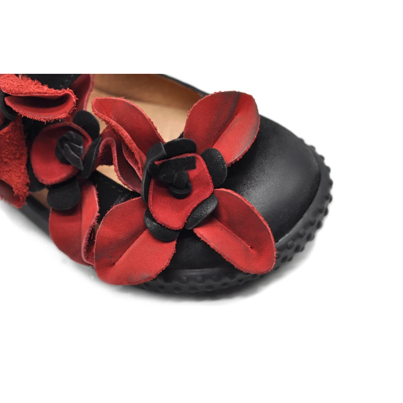 Artmu; модная женская обувь на плоской подошве с красными цветами; обувь из коровьей кожи ручной работы в стиле ретро; Женская удобная обувь в винтажном стиле; женская обувь на плоской подошве