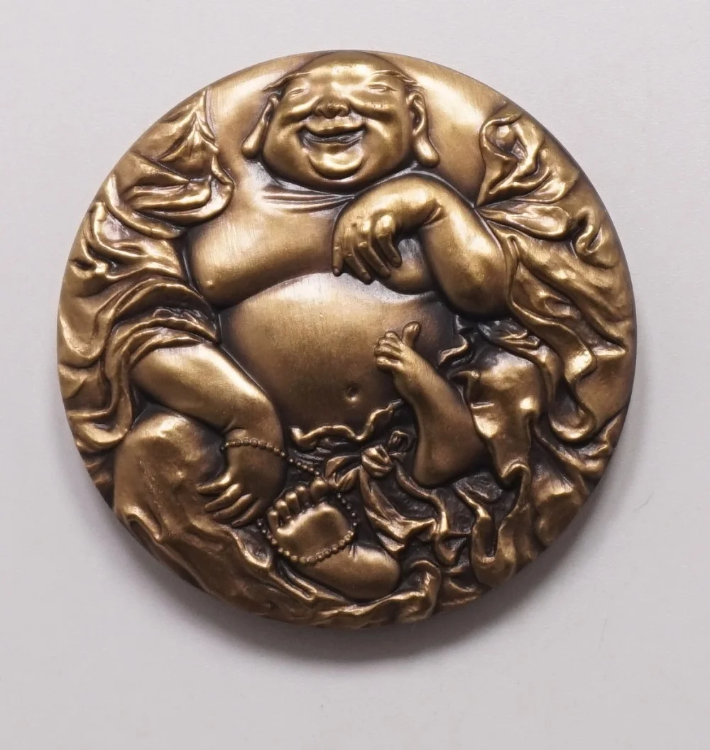 45mm HOTEI Buddhist monk God of Contentment &amp Happiness Bronze Medal Coin | Дом и сад