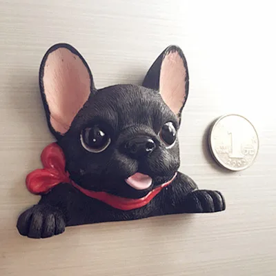 French bulldog Black 1 шт. мультяшный милый мини корги бульдог смолы магнит на холодильник малыш раннее образование магнит "Собака" наклейки для украшения холодильника - Color: French bulldog Black