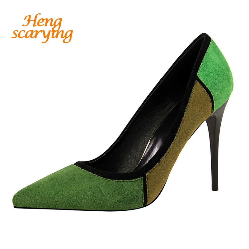 Новинка 2018 элегантные женские туфли лодочки на высоком каблуке 10 см с острым