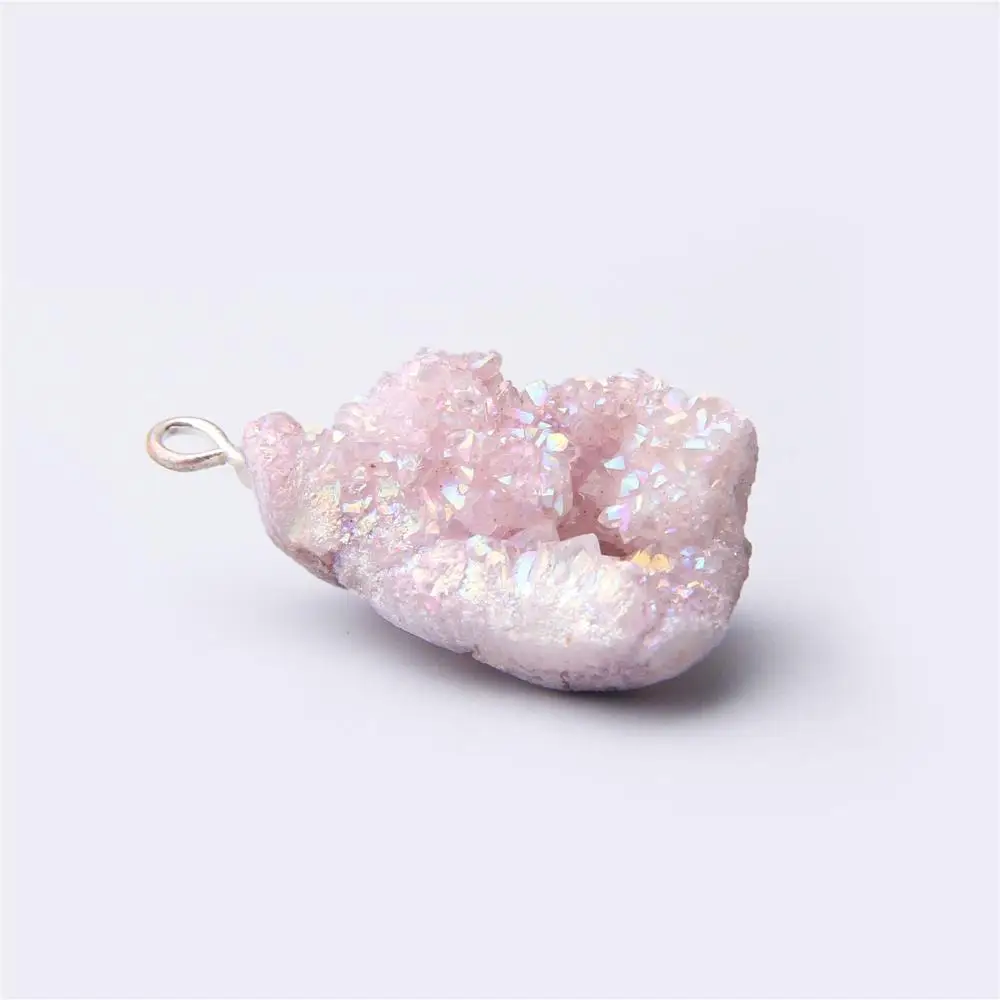 Natural Pink druzy Pendulum pendant Brazilian natural big pink Drusy Pendant Necklace women jewelry Making druzy jewelry gift