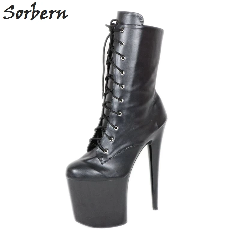 

Sorbern Ankle Boots For Women Platform Boots For Ladies Boot Botines Mujer 2019 High Heel Boot Lace Up 20CM Heels 10CM Platform