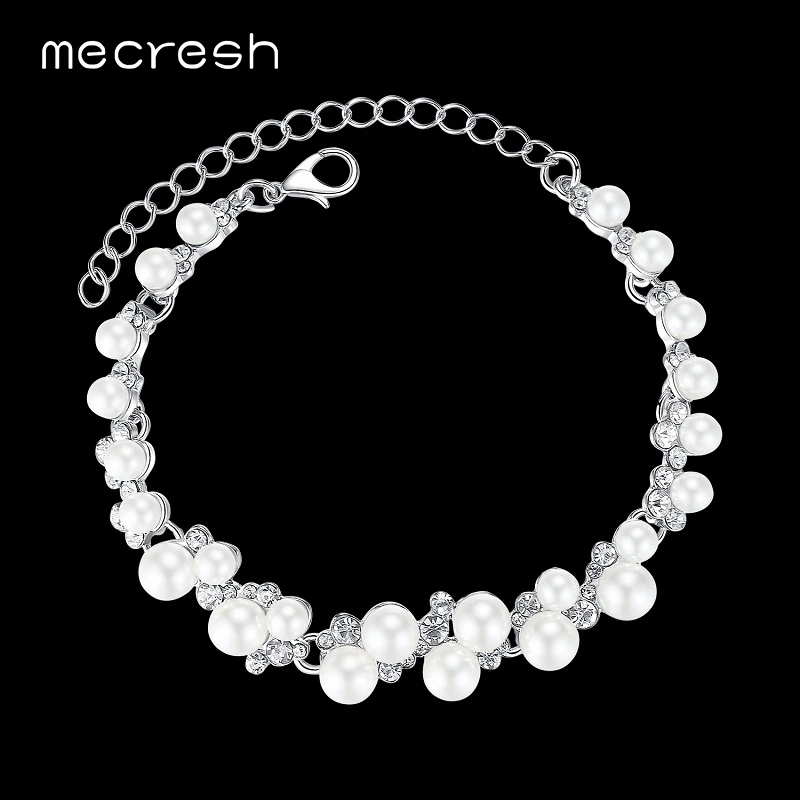 Mecresh элегантные свадебные браслеты с искусственным жемчугом для женщин