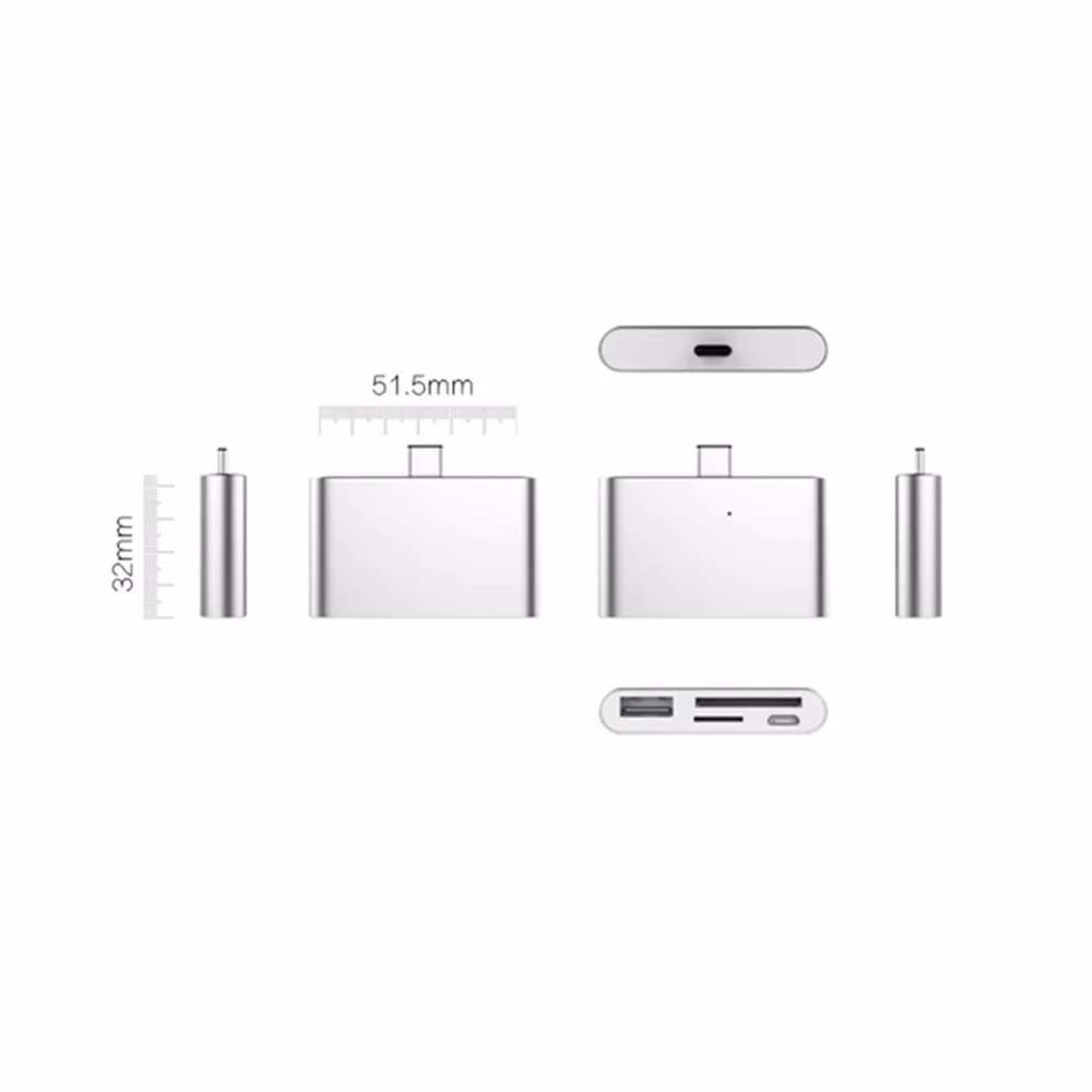Качественный USB адаптер конвейер мини кард-ридер 4 в 1 Тип C к USB 2,0 концентратор OTG 2 слота TF Micro SD карта для Apple MacBook XIAOMI