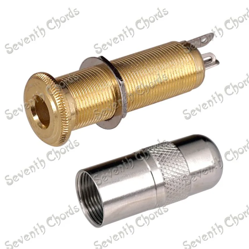 10Pcs 1/4" 6.35mm Brass Threaded Cylinder Jacks output Input Plug Sockets and bushing Sleeve for Guitar Bass | Спорт и