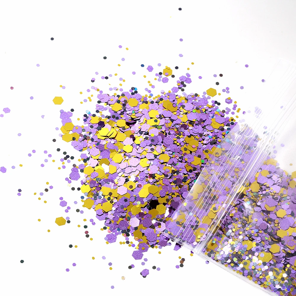 50g/bag Chunky Glitter Nail Sequins Iridescent Flakes Ultra-thin Colorful Mixed Paillette Festival Glitter Cosmetic Face Glitter