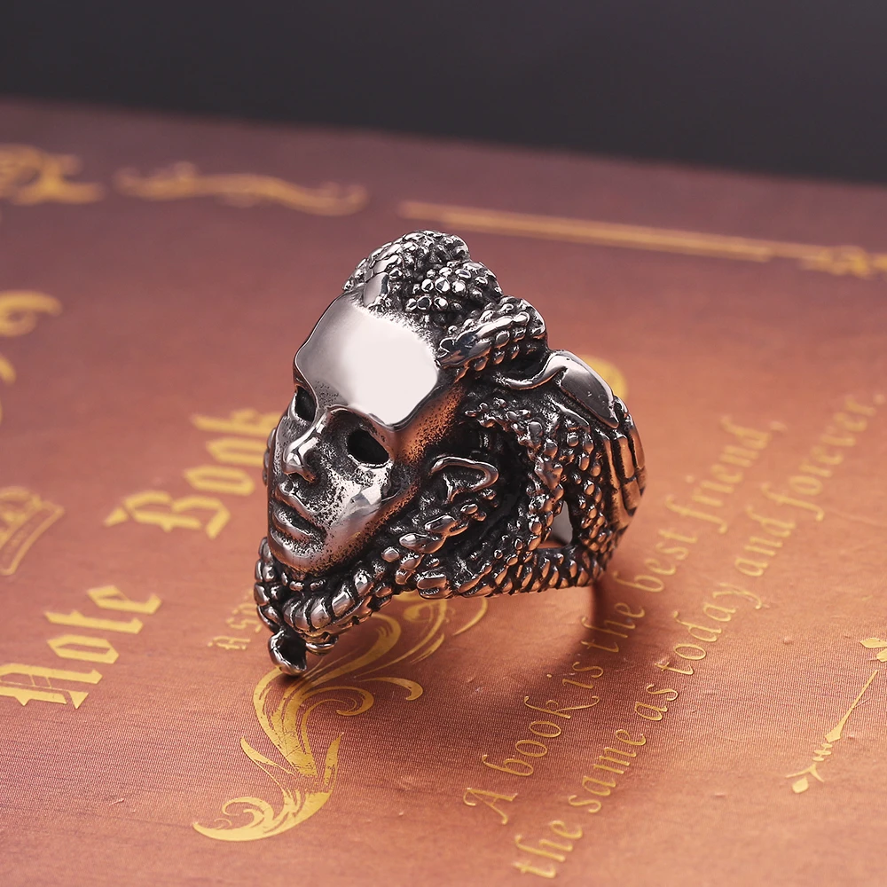 Греческая мифологическая Gorgon Monster кольца для мужчин ужас венозные змеи змея волос кольцо с Медузой-Горгоной Панк Байкер аксессуары ювелирные изделия
