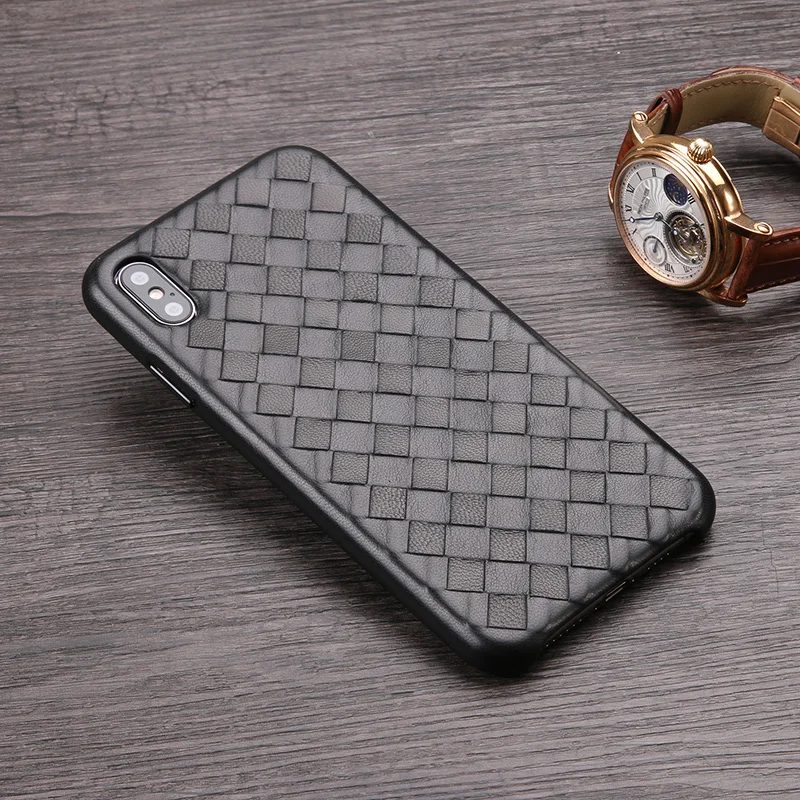 6 цветов для iPhone X XR XS Max настоящий натуральный Овчина натуральная кожа чехол для телефона овчина задняя крышка крест ткачество металлическая кнопка