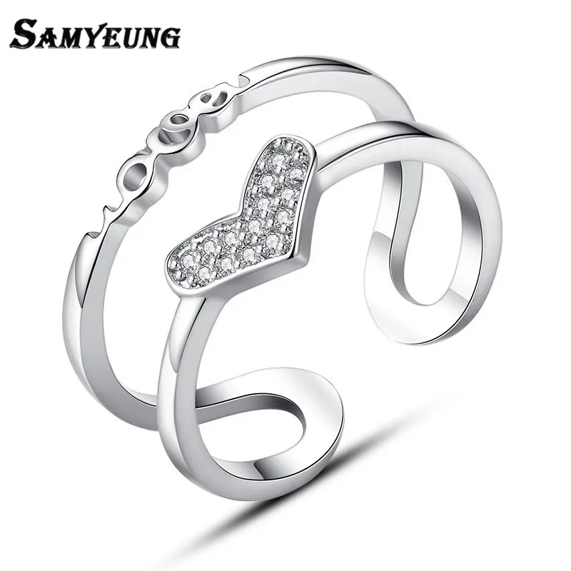 Обручальные серебряные кольца в форме сердца для женщин корейские мужские