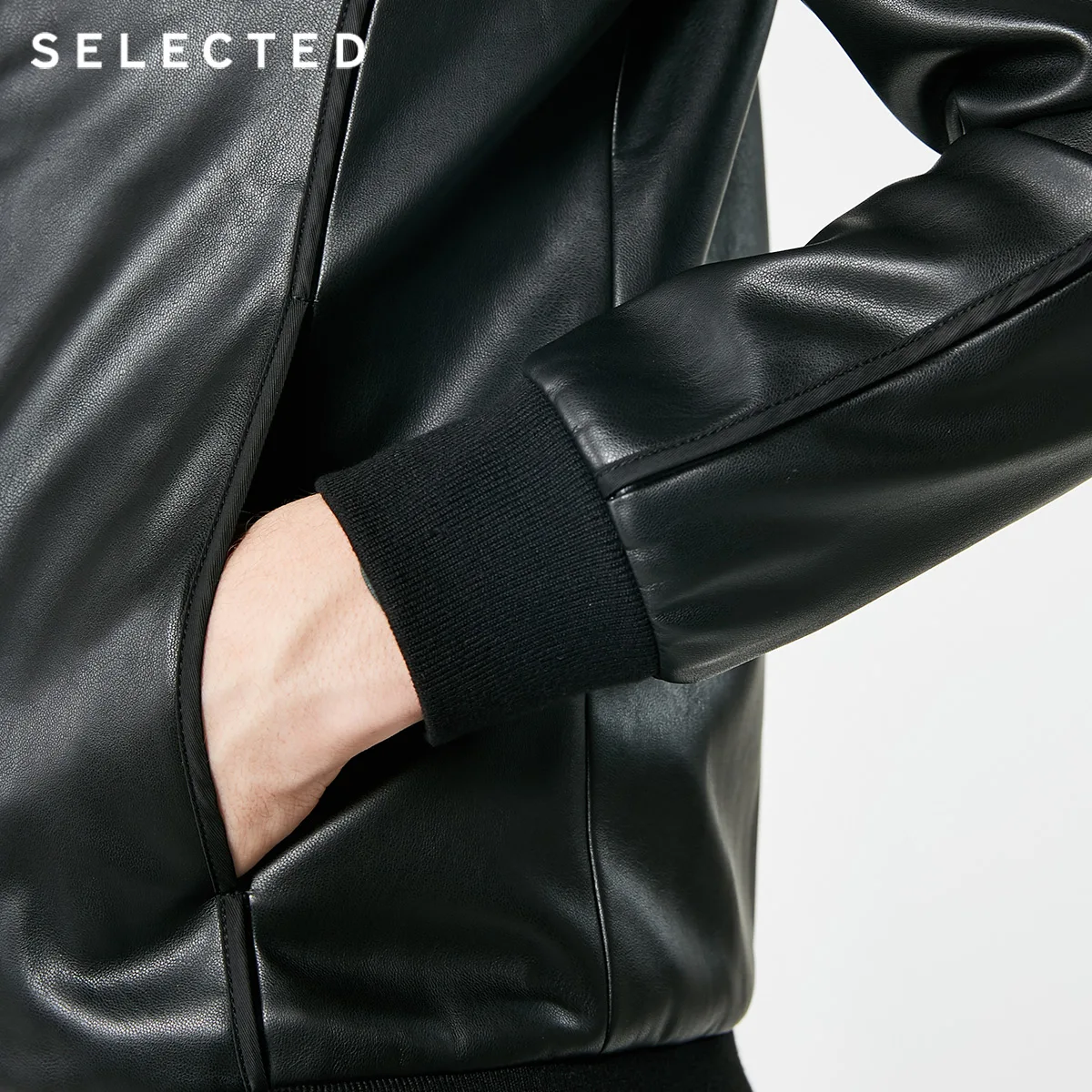 Мужская кожаная куртка Бейсбольный воротник однотонное пальто из искусственной