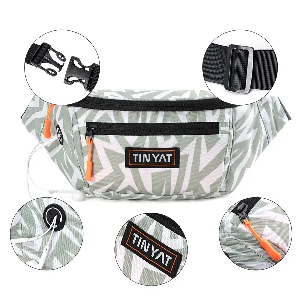 Женская поясная сумка TINYAT, сумка-пояс для хранения телефона, денег, повседневная сумка с богемным принтом, с 4 карманами, поясная сумка для путешествий сумка на пояс поясная сумка бананка барсетка riñonera сумка поя - Цвет: white