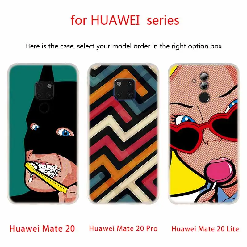 Мягкий силиконовый чехол для Huawei Mate 30 20 10 Lite Pro 20X S Y9 2018 2019 NOVA 3 3i 4 black pop art