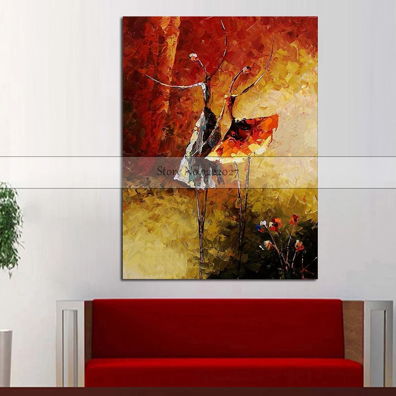 

Картина на холсте, ручная роспись, абстрактная красная Золотая елка, картина маслом, декорации, настенные картины для гостиной, без рамки, ...